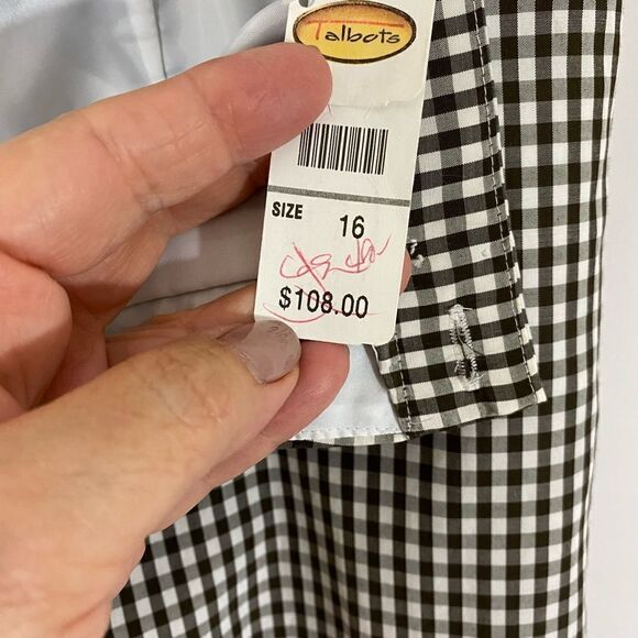 NWT Talbots Brown/White Gingham Ankle Pants - Picture 7 of 9